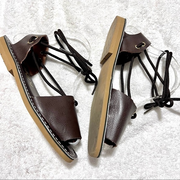 KINO Alpagata brown leather gladiator ankle straps womens sandals size 7 - Picture 5 of 9